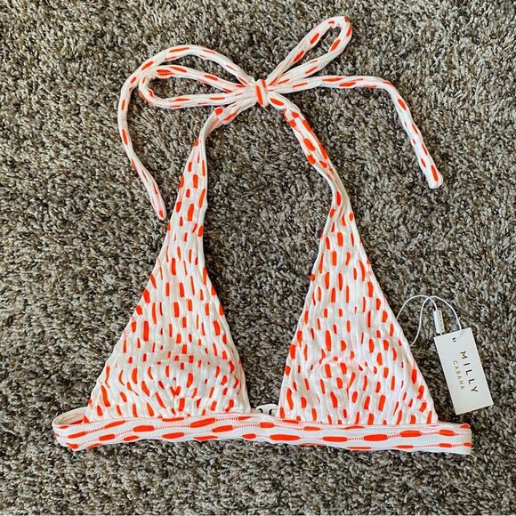 Milly Fluo Jacquard Italian Capri Halter Bikini Top - Picture 3 of 7